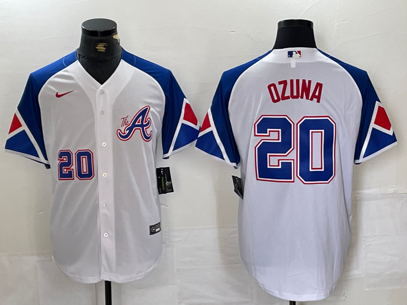 Men's Atlanta Braves Marcell Ozuna #20 White City Connect Limited Jersey